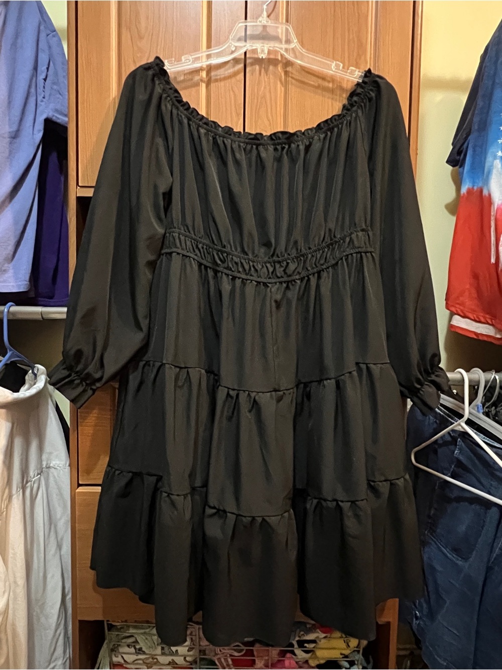 SHEIN Black Curve 3XL Long Sleeve Mini Dress